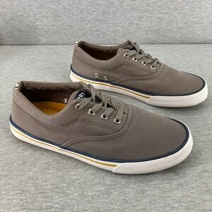 Sperry Top Sider Mens Gray Canvas Boat Deck Shoes Sneakers Travel Coastal‎ Sz 7